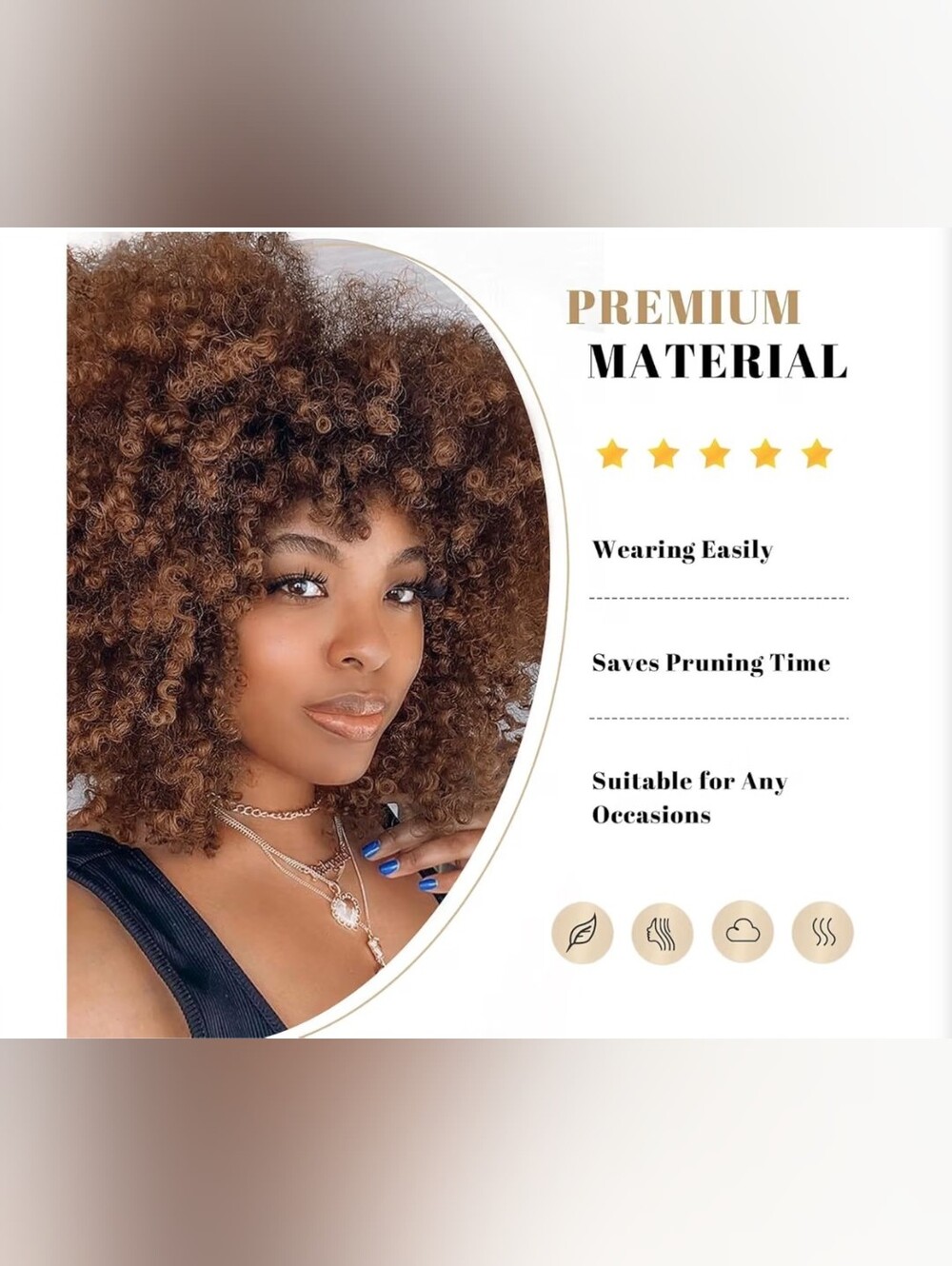 Premium Curly Afro Wig in Copper Brown - Picture 5 of 8